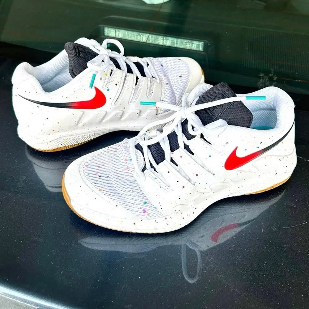 Nike Court Air Zoom Vapor‎ X HC Shoes US Size 6Y White/Laser Crimson